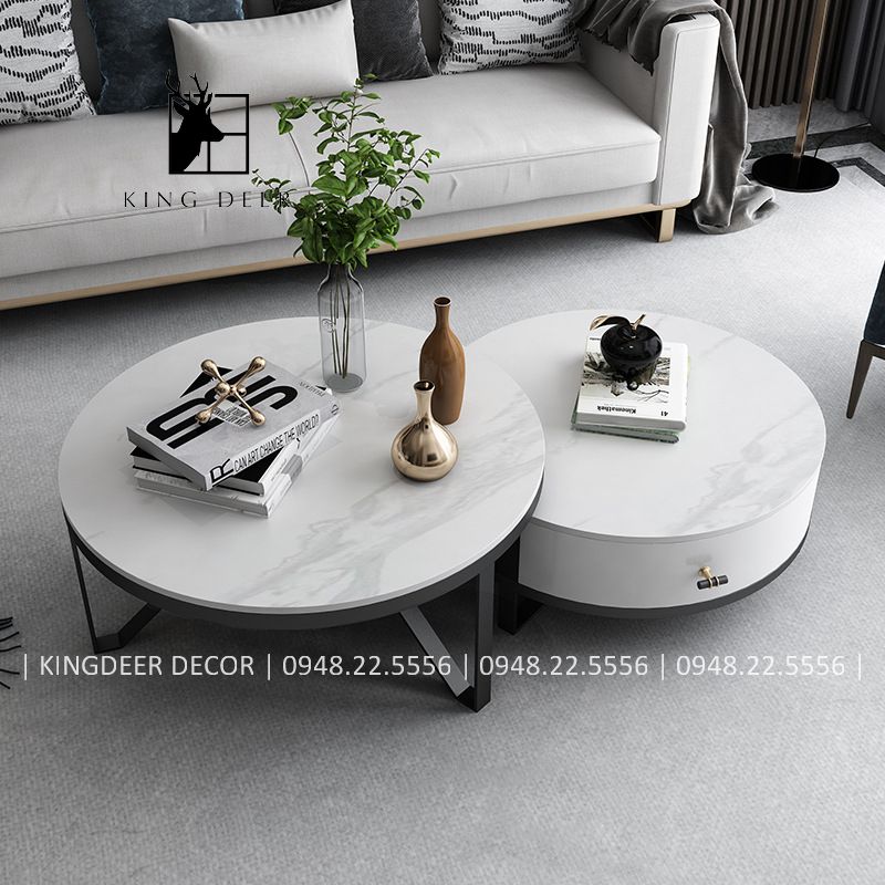 Bàn sofa Olivia đôi mặt đá ceramic, BTKD-001