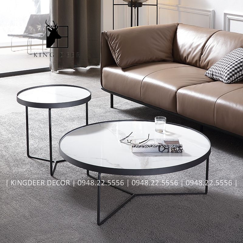 Bàn trà cặp tròn, chân 3 chạc