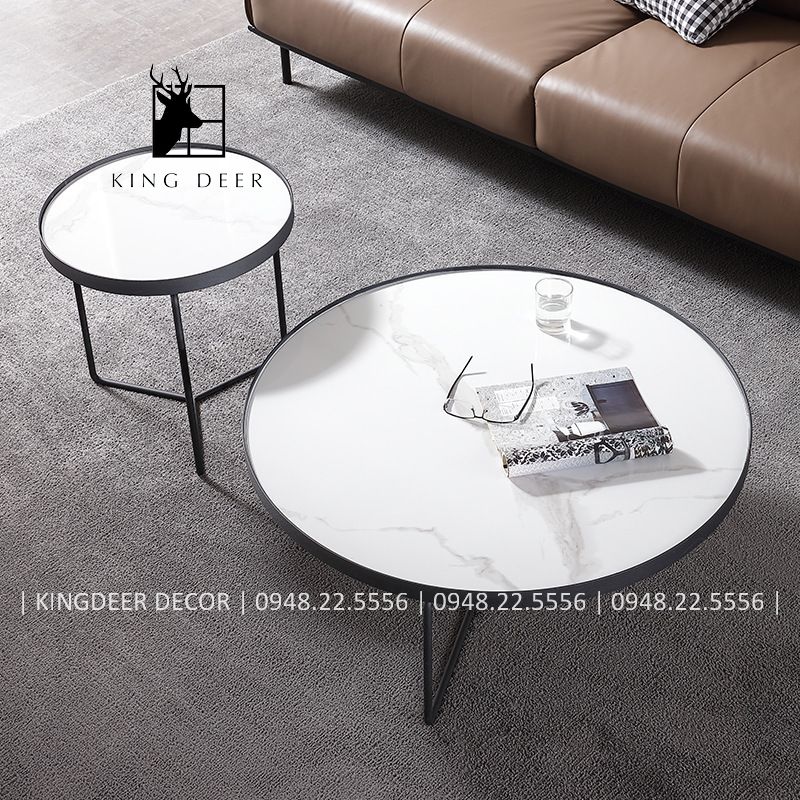 Bàn trà cặp tròn, chân 3 chạc