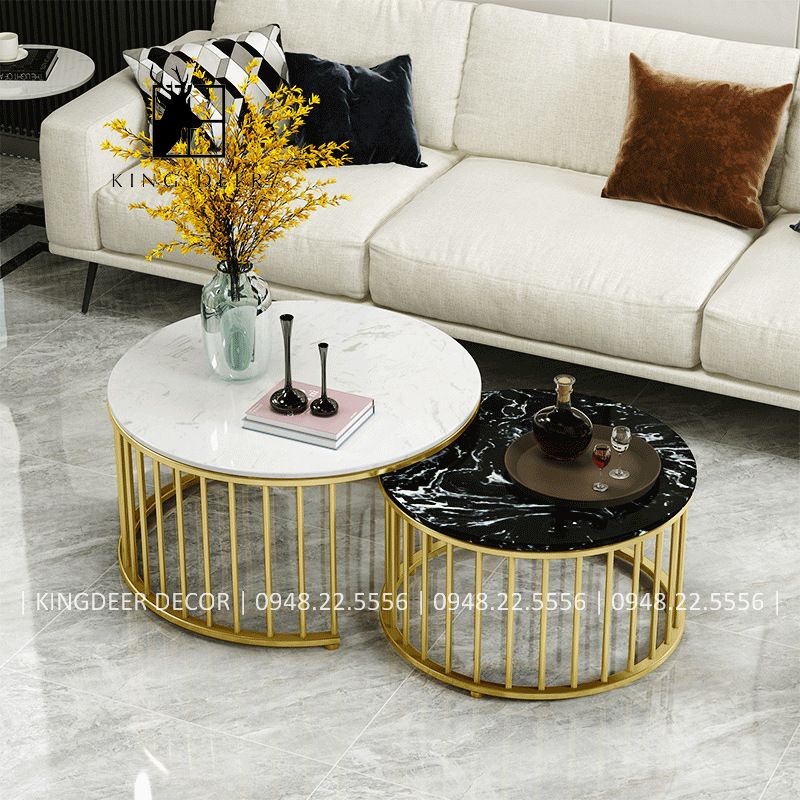 Bàn sofa Katherine đôi tròn chân đa nan hiện đại, BTKD-010