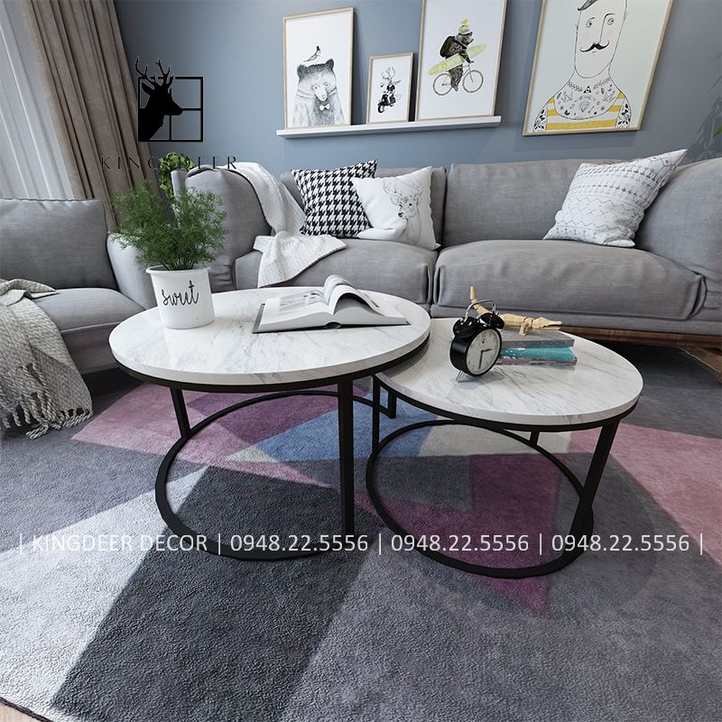 Bàn trà cặp tròn chân 1 nan