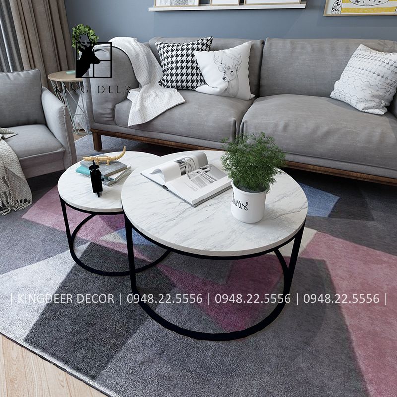 Bàn trà cặp tròn chân 1 nan