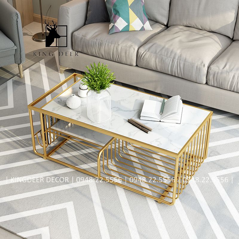 bàn sofa chữ nhật 2 tầng