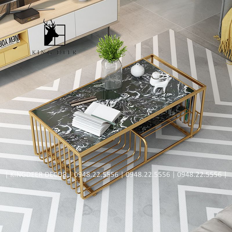 bàn sofa chữ nhật 2 tầng