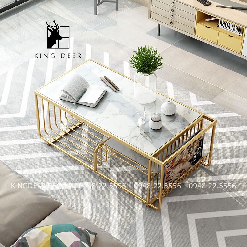 bàn sofa chữ nhật 2 tầng