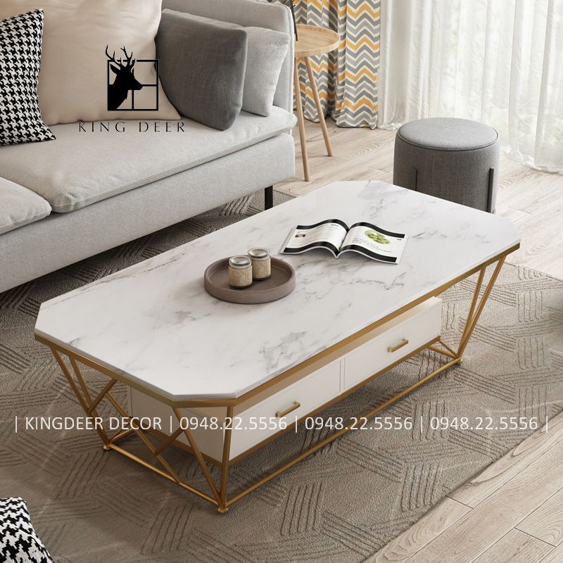 BTKD_0421 Bàn trà kim cương ngăn kéo