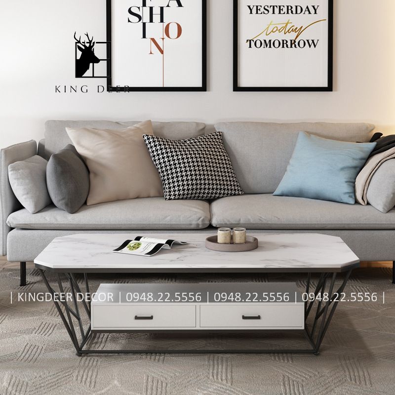 BTKD_0422 Bàn trà kim cương ngăn kéo