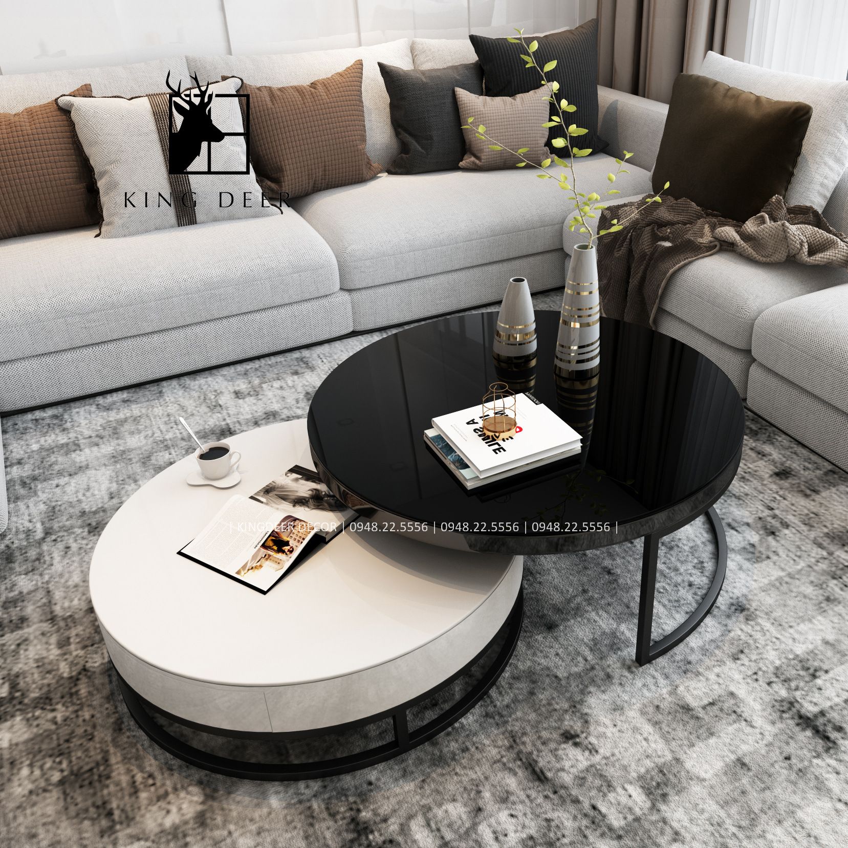 BTKD_0454 Bàn trà ngăn kéo đôi