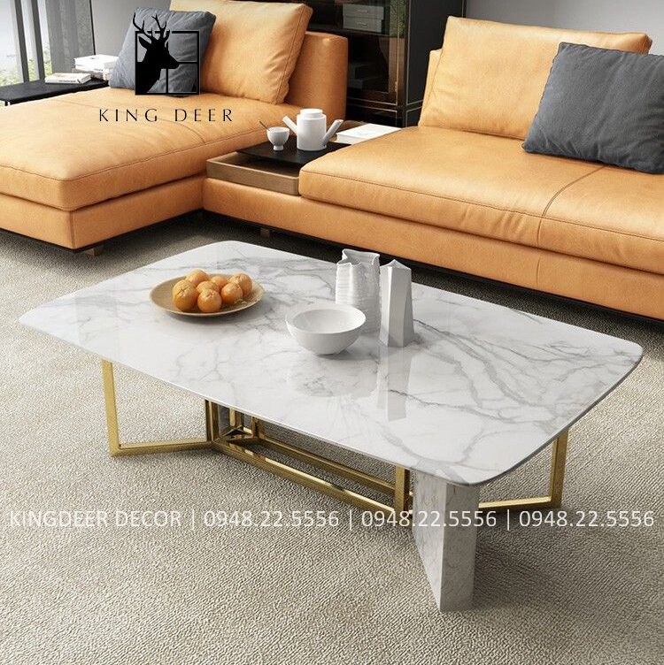BTKD_0551 Bàn trà Maria hình chữ nhật mặt đá hiện đại, BTKD-045