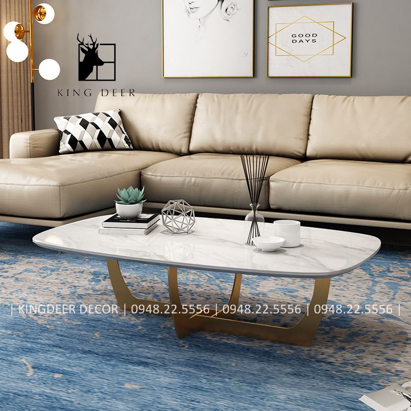 BTKD_0562 Bàn sofa Chloe Bắc Âu hiện đại mặt bằng đá marle, BTKD-046