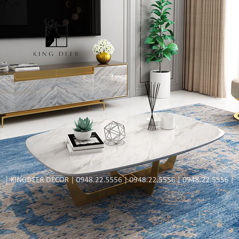 BTKD_0563 Bàn sofa Chloe Bắc Âu hiện đại mặt bằng đá marle, BTKD-046