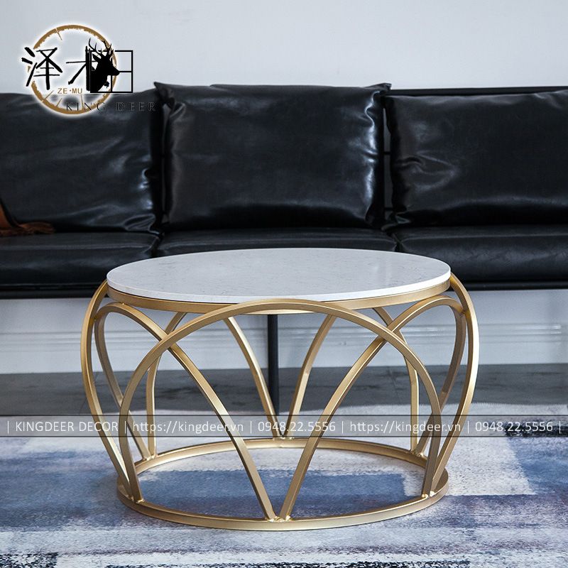 Bàn sofa Brianna Bắc Âu mặt đá marble hiện đại, BTKD-054
