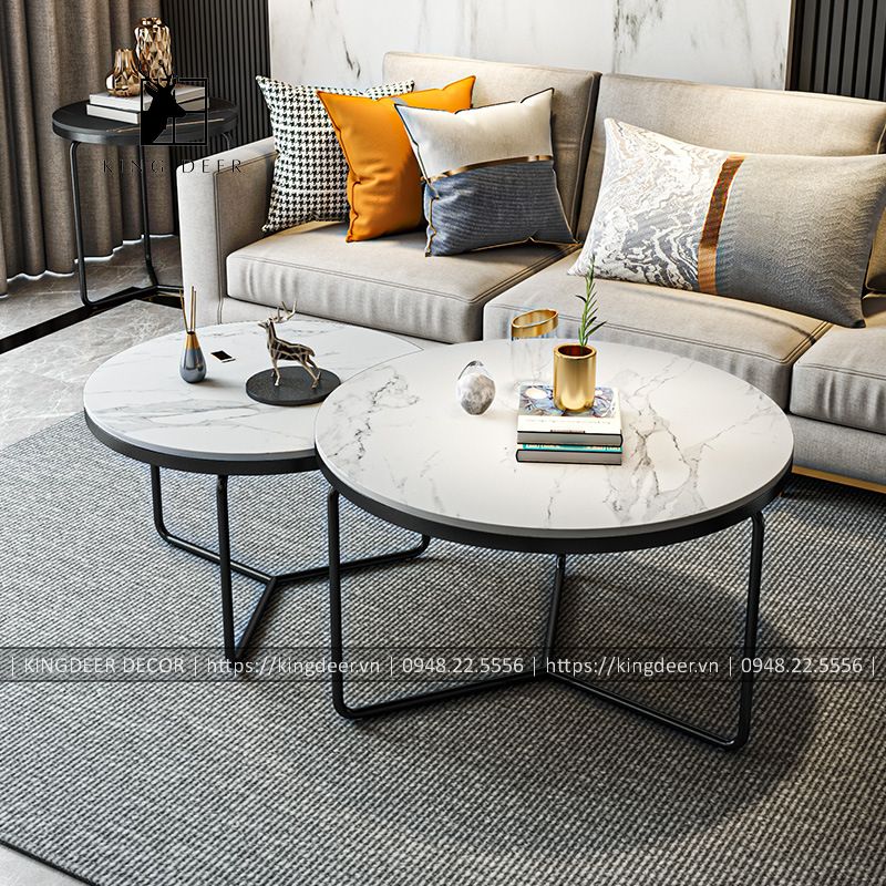 Bàn trà chân ba chạc, mặt đá tràn viền