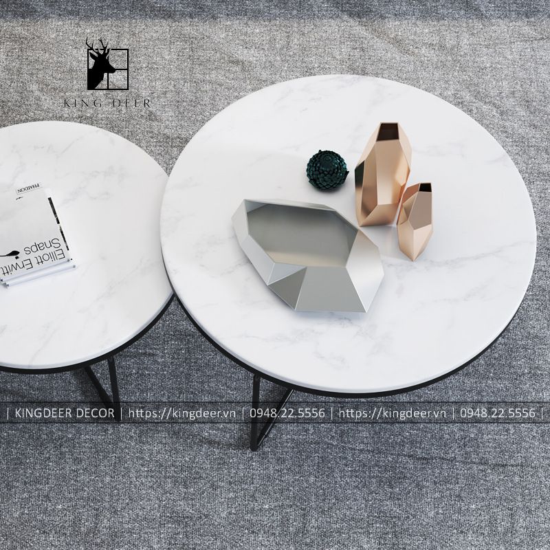 Bàn trà chân ba chạc, mặt đá tràn viền