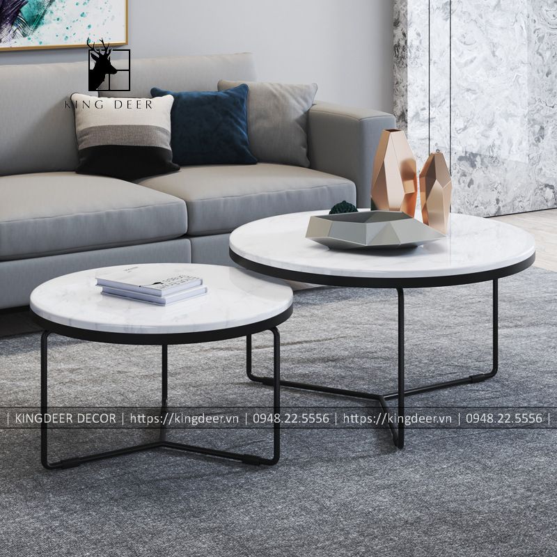 Bàn trà chân ba chạc, mặt đá tràn viền