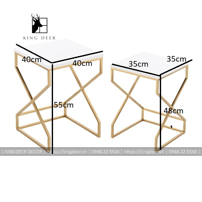 bàn góc sofa chân X BGKD-006