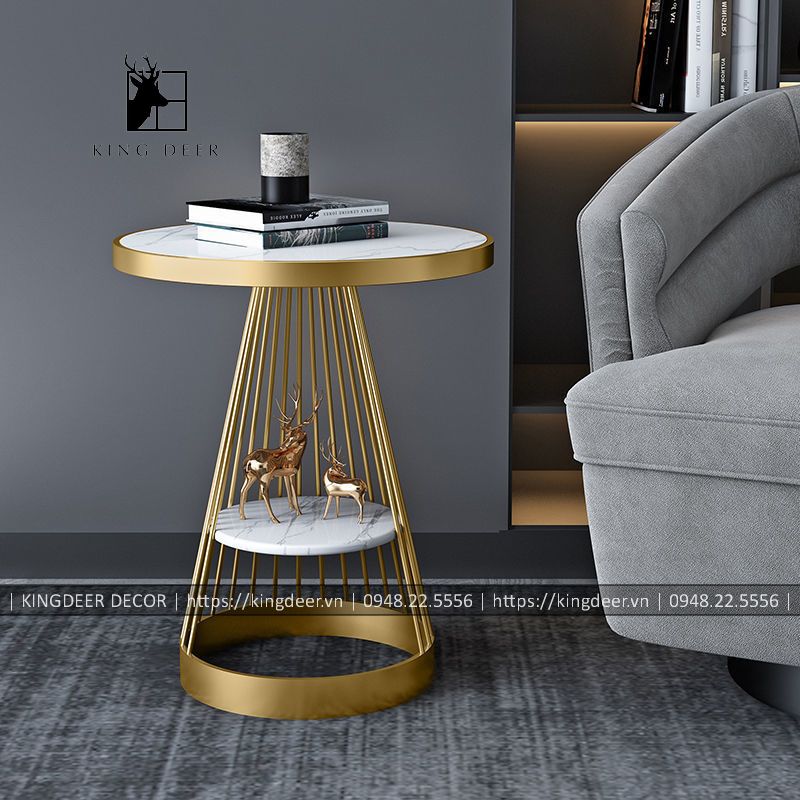 bàn bên trang trí 2 tầng mặt đá BGKD-015