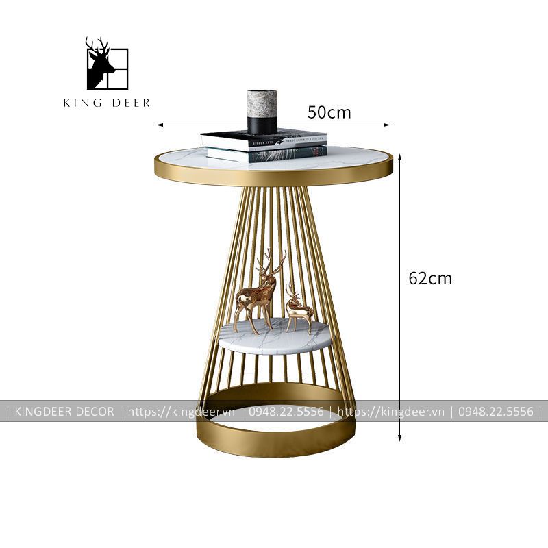 bàn bên trang trí 2 tầng mặt đá BGKD-015
