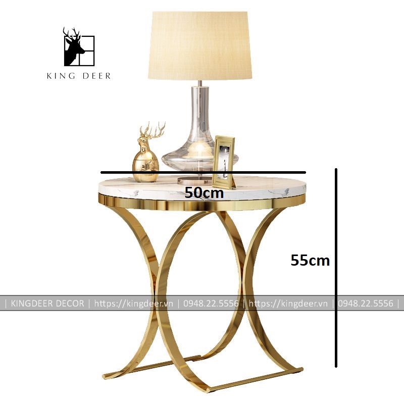 bàn góc sofa inox mạ, BGKD-022