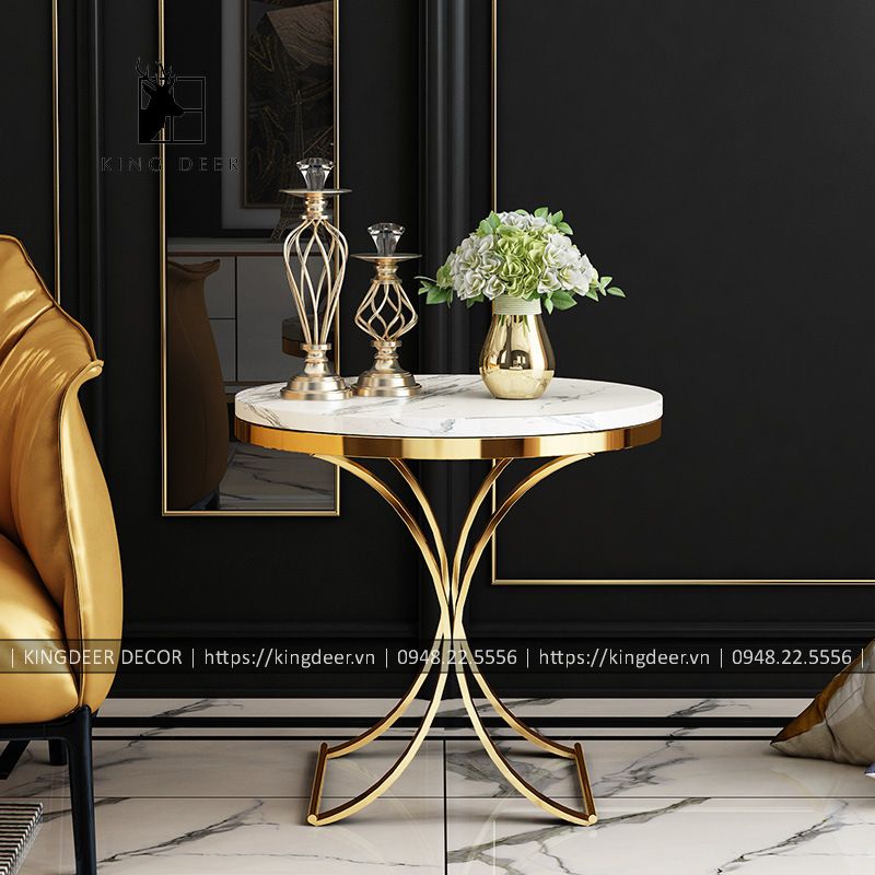 bàn góc sofa mạ PVD, BGKD-022