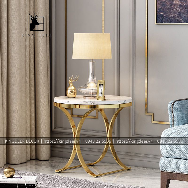 bàn góc sofa mạ PVD, BGKD-022