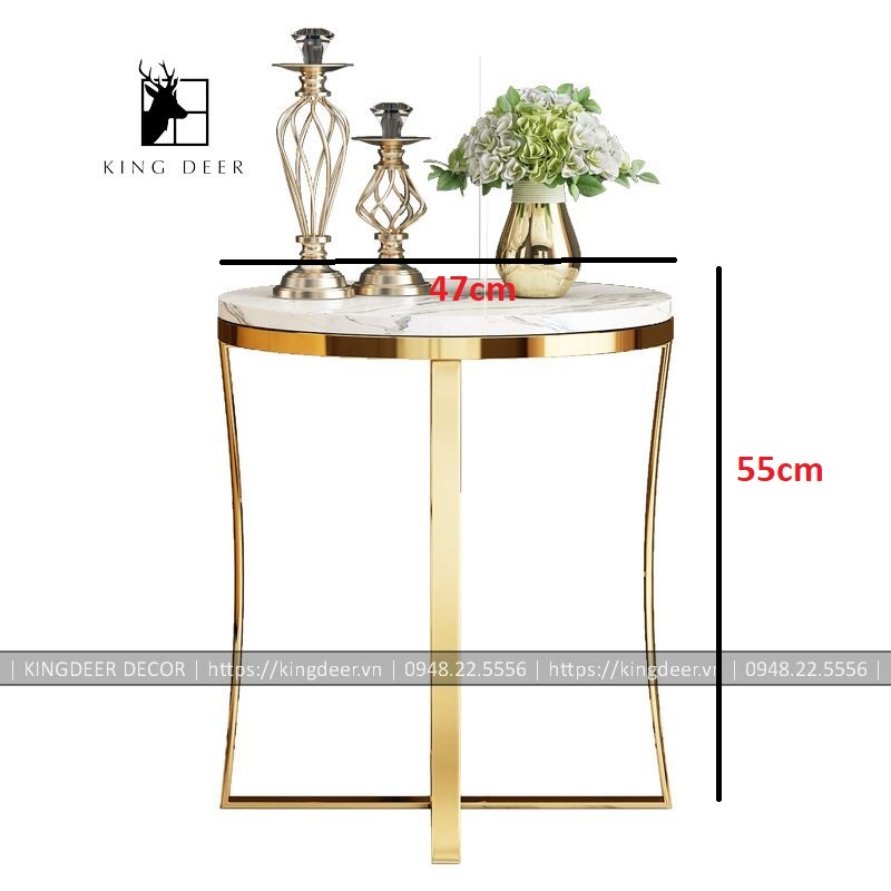 bàn góc sofa inox mạ PVD