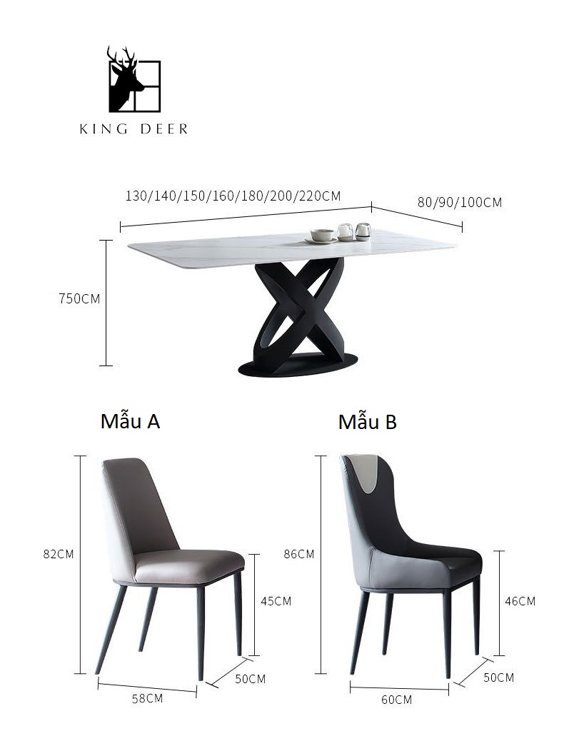 Bàn ăn Ruby phong cách Bắc Âu, BAKD-005