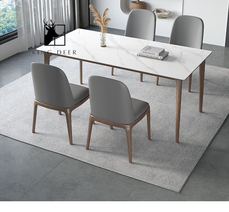 BAKD-0212 Bàn ăn chân gỗ mặt đá KingDeer