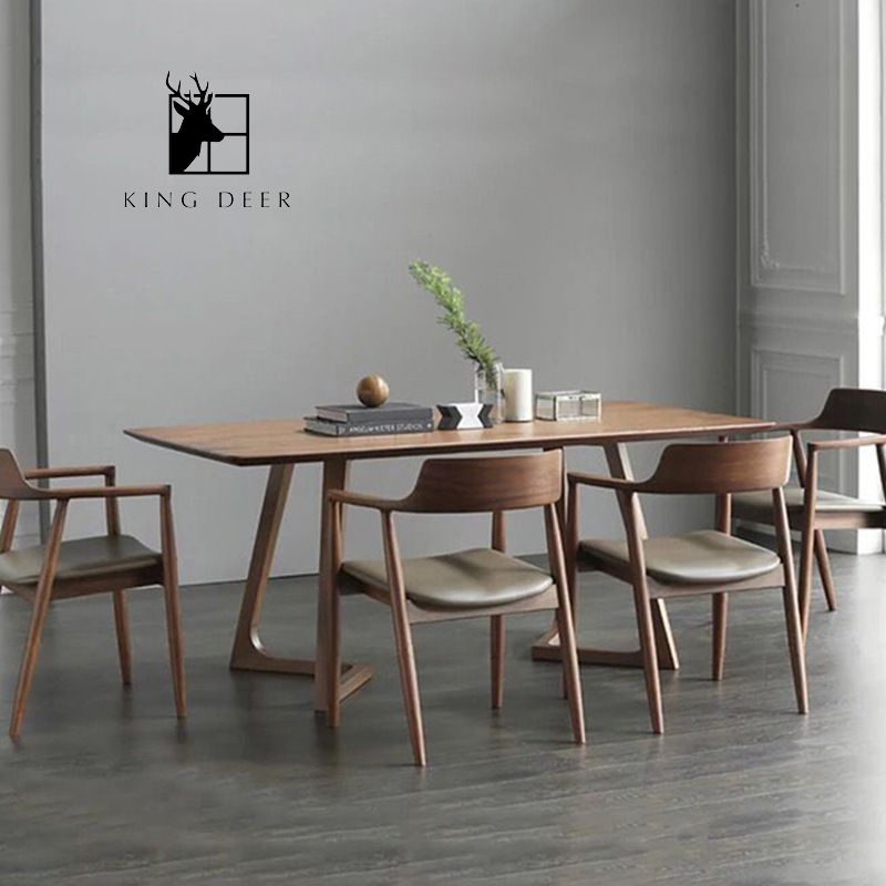 Bàn ăn Valerie chân gỗ phong cách hiện đại, BAKD-022