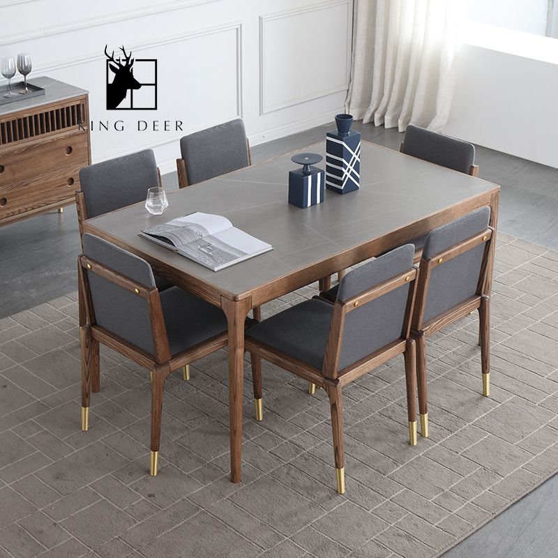 BAKD-0231 Bàn ăn Valerie chân gỗ phong cách hiện đại, BAKD-023