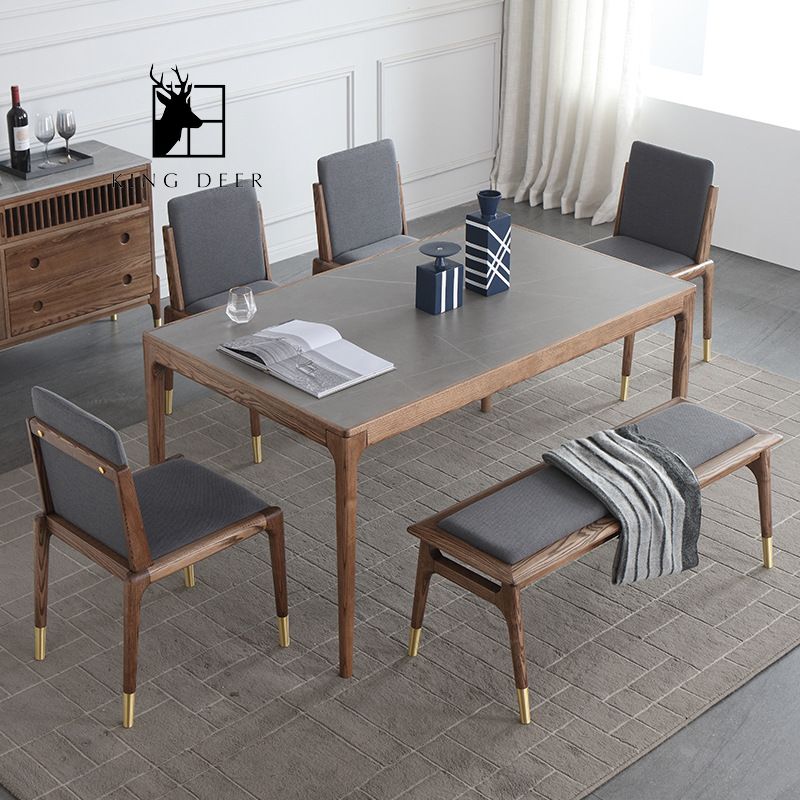 BAKD-0232 Bàn ăn Valerie chân gỗ phong cách hiện đại, BAKD-023