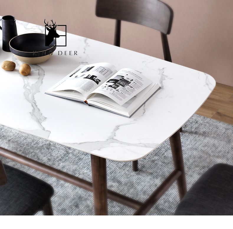 BAKD-0242 Bàn ăn Alexandra chân gỗ phong cách hiện đại, BAKD-024