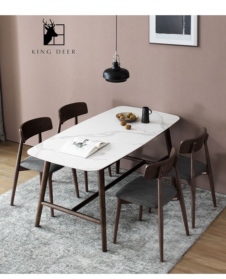 BAKD-0243 Bàn ăn Alexandra chân gỗ phong cách hiện đại, BAKD-024