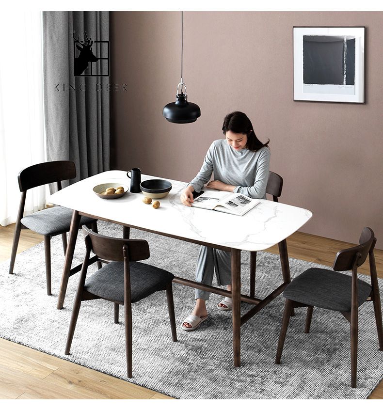 Bàn ăn Alexandra chân gỗ phong cách hiện đại, BAKD-024