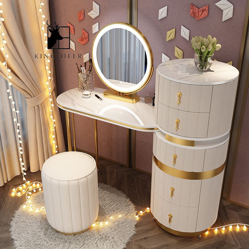 BTD-03814 Bàn trang điểm Delwyn gương LED, BTD-038