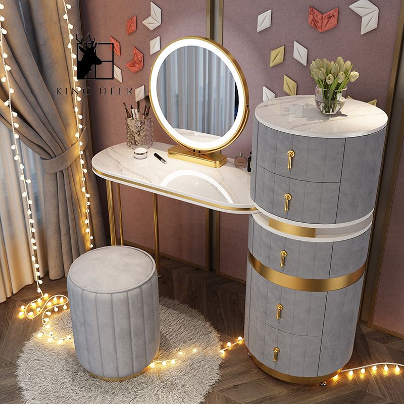 BTD-0382 Bàn trang điểm Delwyn gương LED, BTD-038