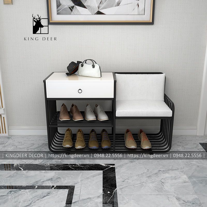 GTG_0013 Ghế tủ giày Stella khung sắt sơn tĩnh điện, GTG-001