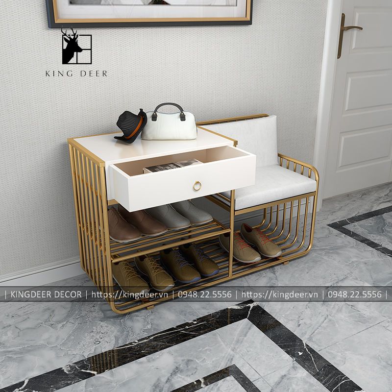 Ghế tủ giày Stella khung sắt sơn tĩnh điện, GTG-001