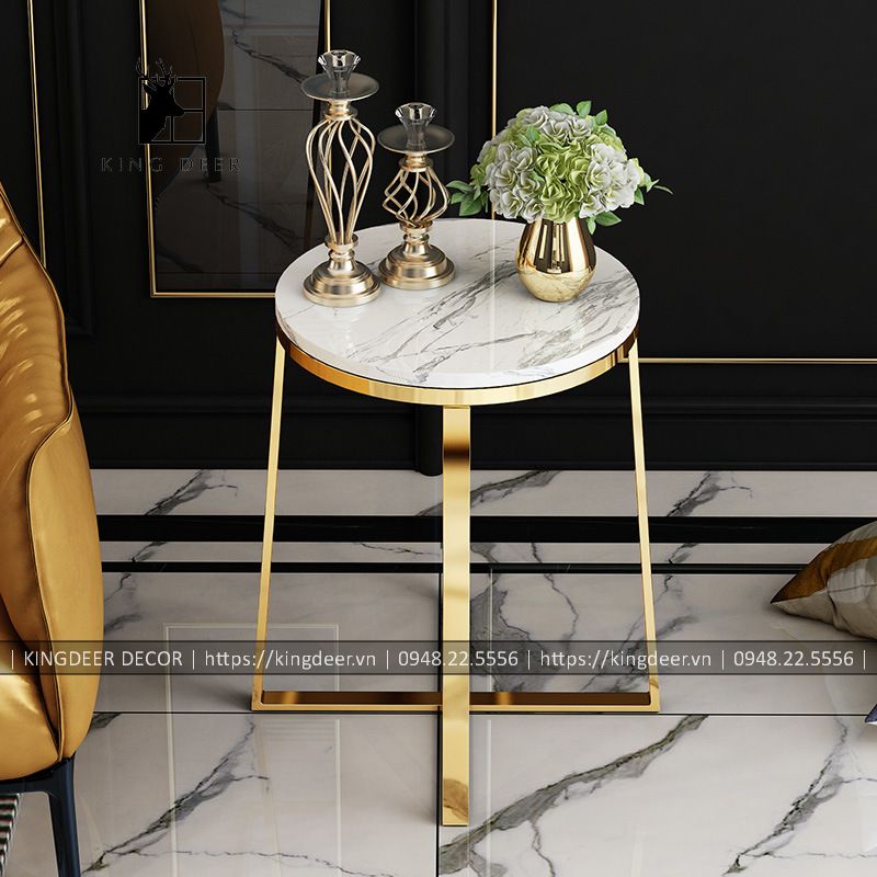 Bàn góc sofa inox 304 mạ titan cao cấp, BGKD-25