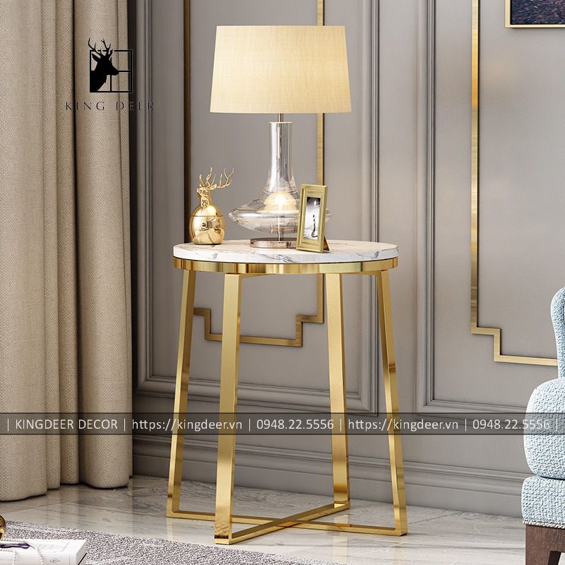 Bàn góc sofa inox 304 mạ titan cao cấp, BGKD-25