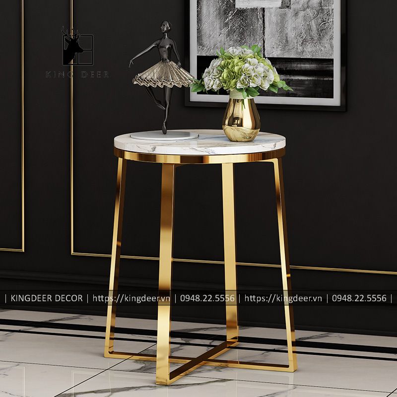 Bàn góc sofa inox 304 mạ titan cao cấp, BGKD-25