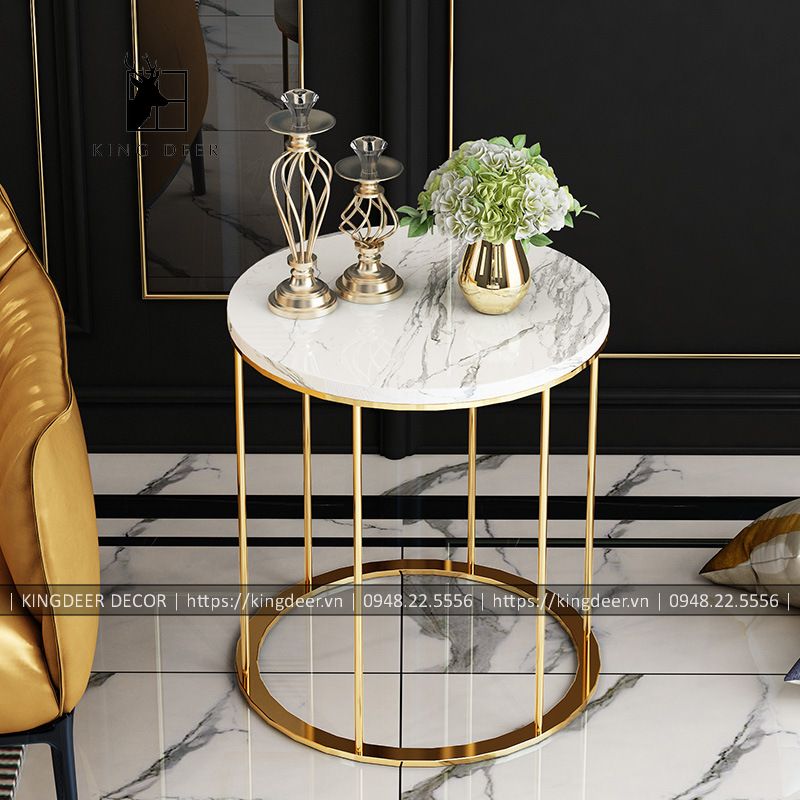 Bàn góc sofa inox mạ titan đẳng cấp, BGKD-027