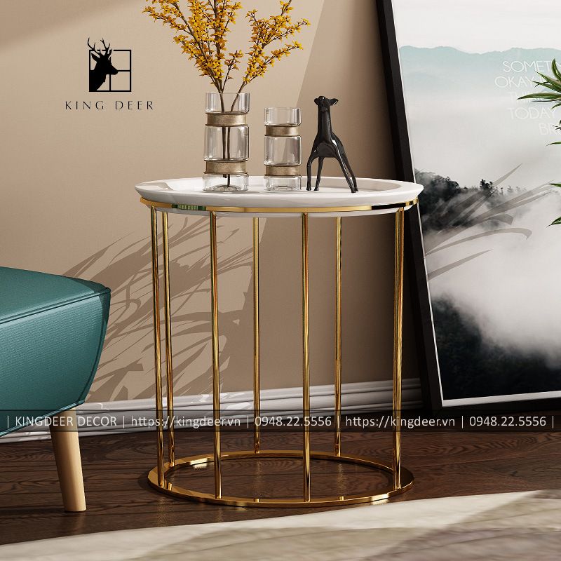 Bàn góc sofa inox mạ titan đẳng cấp, BGKD-027