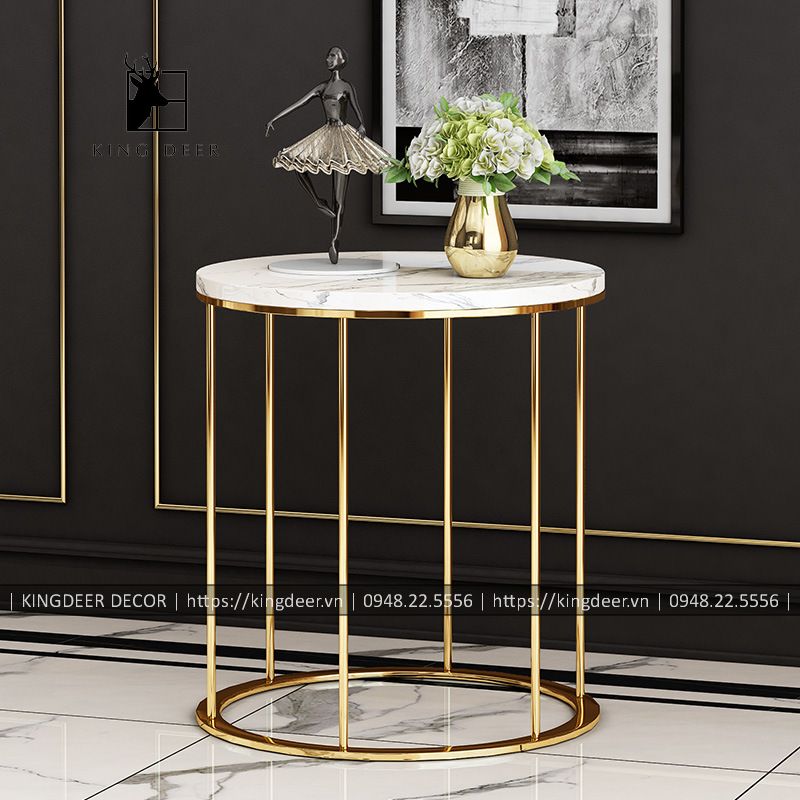 Bàn góc sofa inox mạ titan đẳng cấp, BGKD-027