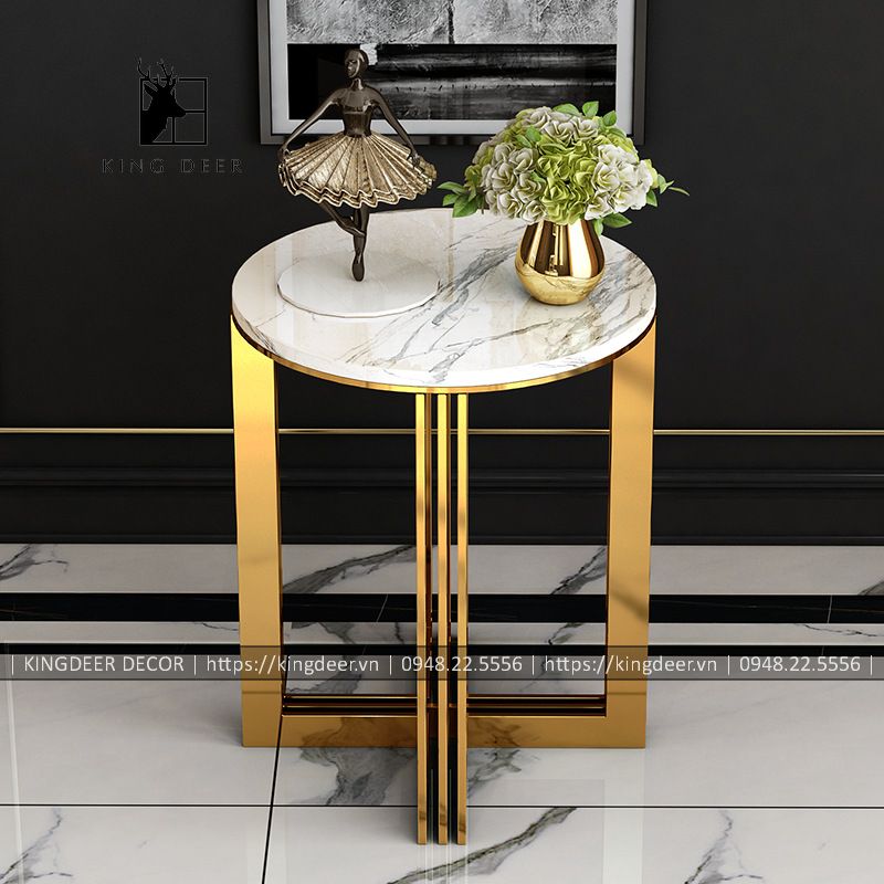 bàn góc sofa Carlo - inox 304 mạ titan cao cấp - BGKD-029