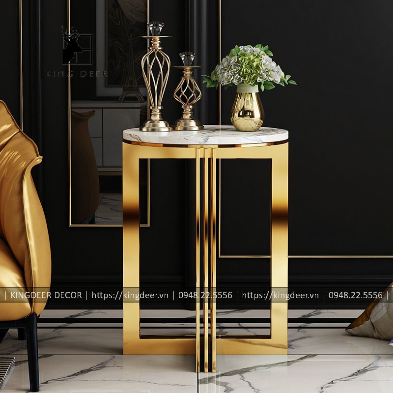 bàn góc sofa Carlo - inox 304 mạ titan cao cấp - BGKD-029