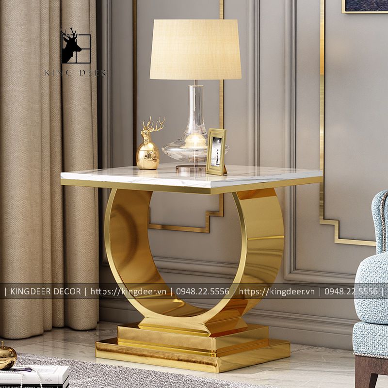 bàn góc sofa Sanora - inox 304 mạ titan - BGKD-030