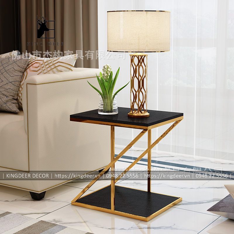 KD_BGSF_0612 bàn góc sofa Tamela - inox 304 mạ titan, BGKD-031