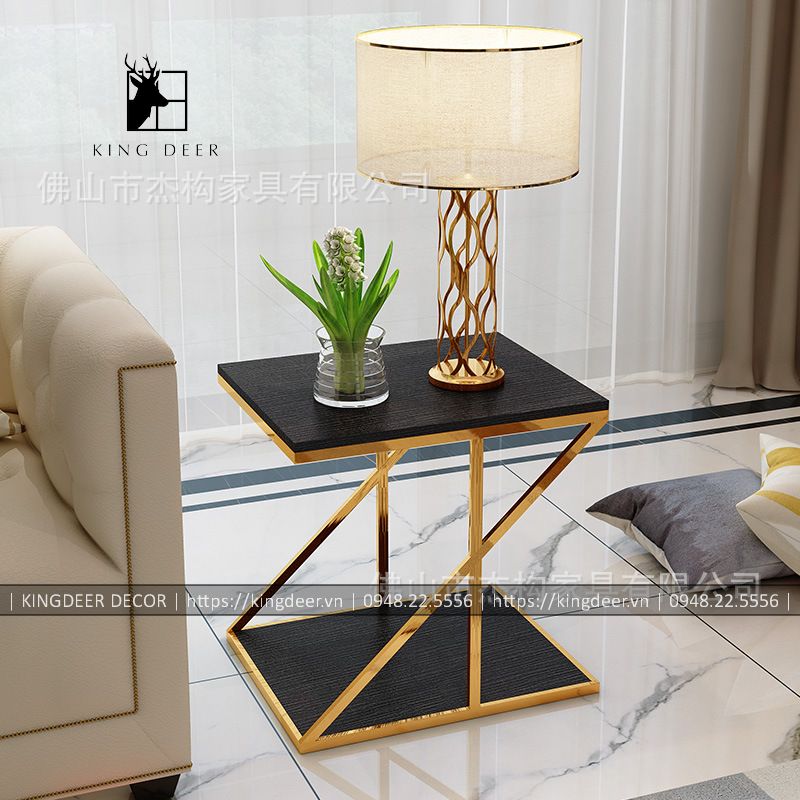 bàn góc sofa Tamela - inox 304 mạ titan, BGKD-031