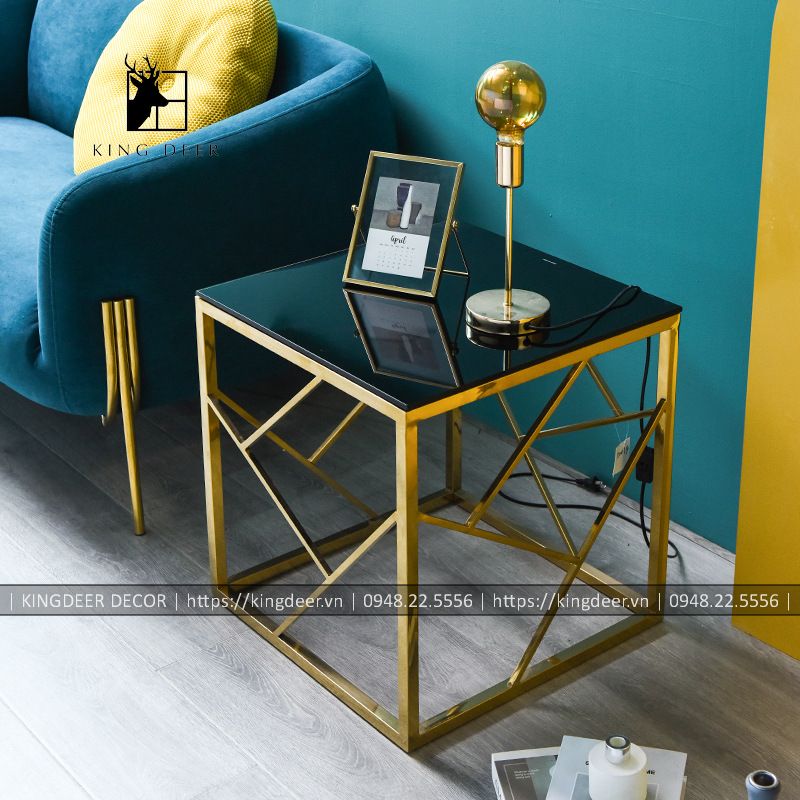 KD_BGSF_0633 bàn góc sofa Caden - inox 304 mạ titan, BGKD-033